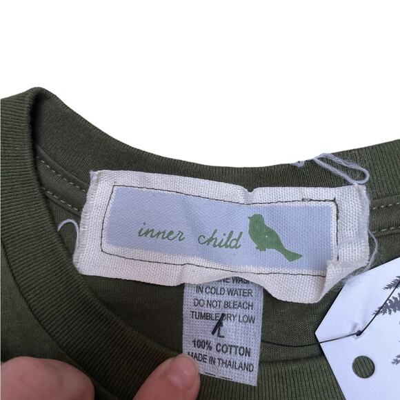 NWT Inner Child Handmade Design green fitted tee size large boho - Picture 2 of 8